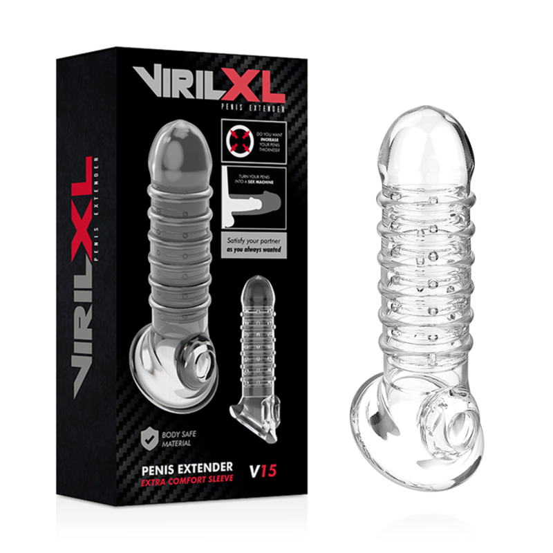 VIRILXL - V15 TRANSPARENT PENIS EXTENSION AND SLEEVE