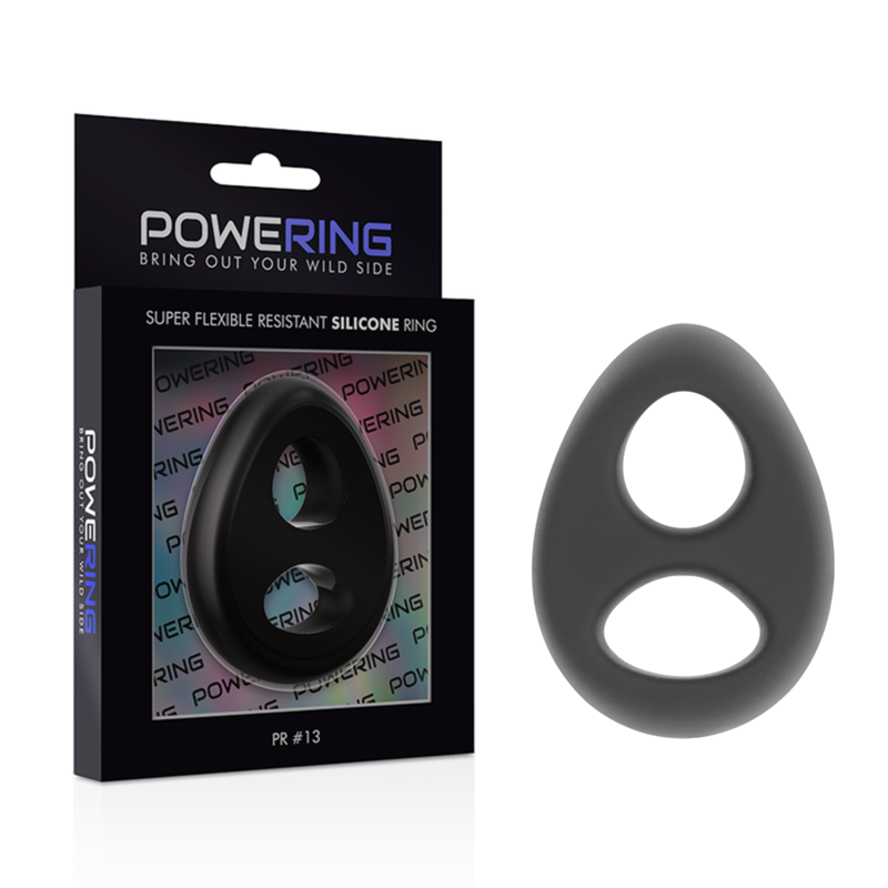 POWERING - SUPER FLEXIBLE AND RESISTANT PENIS AND TESTICLES RING PR13 BLACK