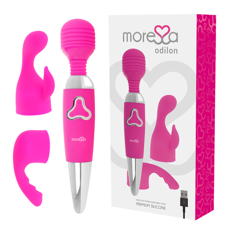 MORESSA - ODILON WAND POWERFUL MOTOR PLUS TWO PREMIUM SILICONE RECHARGEABLE HEADS