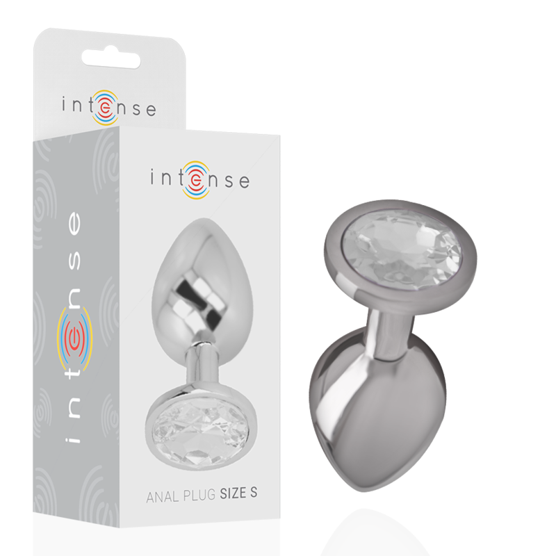 INTENSE - METAL ALUMINUM ANAL PLUG WITH SILVER CRYSTAL SIZE S