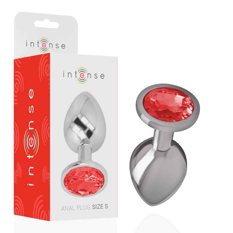 INTENSE - METAL ALUMINUM ANAL PLUG WITH RED CRYSTAL SIZE S