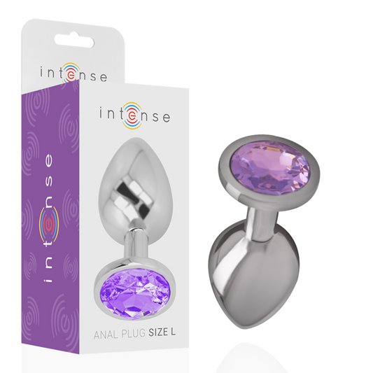 INTENSE - METAL ALUMINUM ANAL PLUG WITH VIOLET CRYSTAL SIZE S