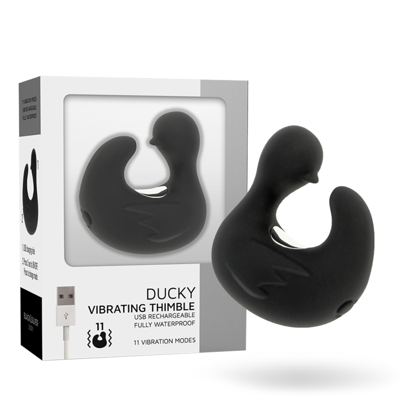 BLACK&amp;SILVER - DUCKYMANIA RECHARGEABLE SILICONE STIMULATING DUCK THIMBLE