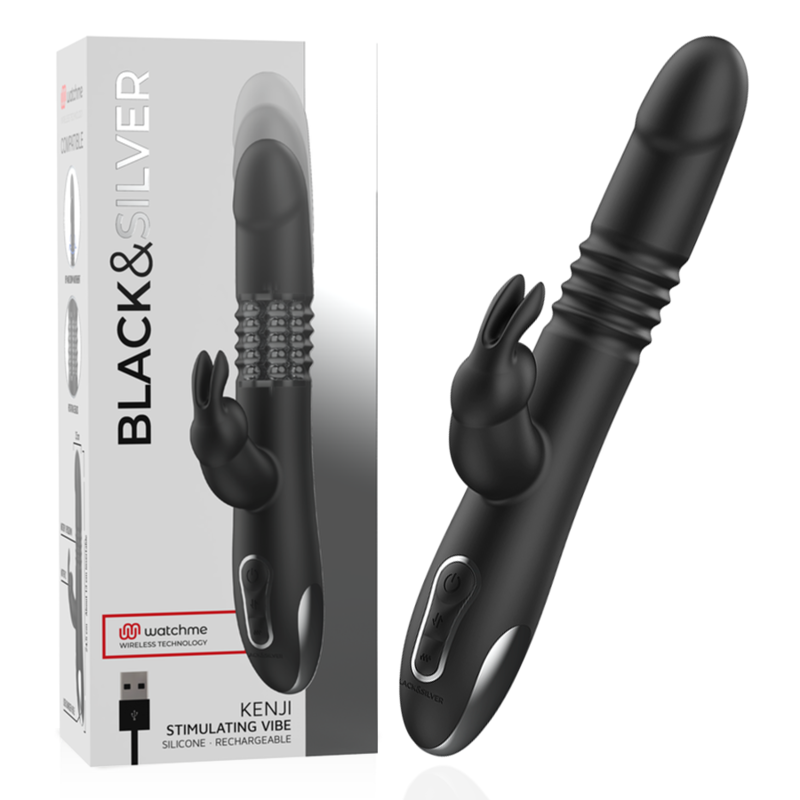 BLACK&SILVER - KENJI VIBRADOR RABBIT UP & DOWN COMPATIBLE CON WATCHME