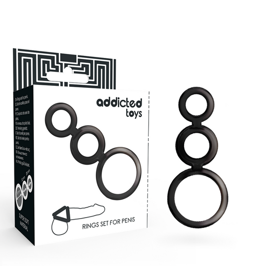 ADDICTED TOYS - PENIS AND TESTICLE RING SET - SMOKE