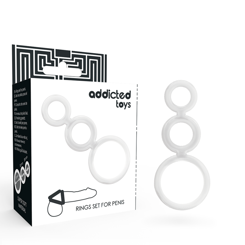 ADDICTED TOYS - CLEAR PENIS AND TESTICLE RING SET