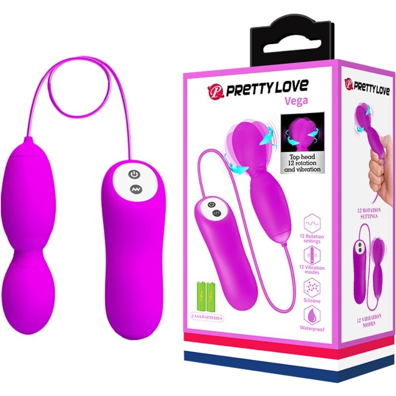 PRETTY LOVE - VEGA MASSAGER ROTATION AND VIBRATION 12 FUNCTIONS FUCHSIA