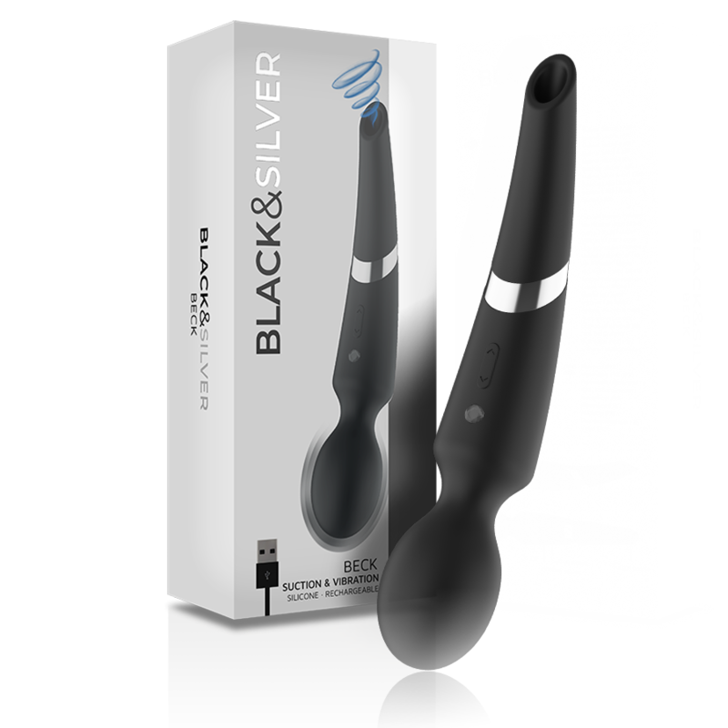 BLACK&amp;SILVER - BECK WAND AND SUCTIONER 2 IN 1 SILICONE