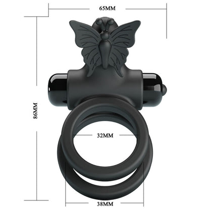 PRETTY LOVE - DOUBLE VIBRATING RING WITH BLACK STIMULATOR