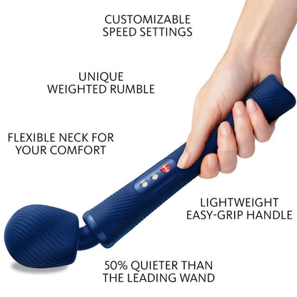 FUN FACTORY - VIM WAND RUMBLE RECHARGEABLE SILICONE VIBRATOR MIDNIGHT BLUE