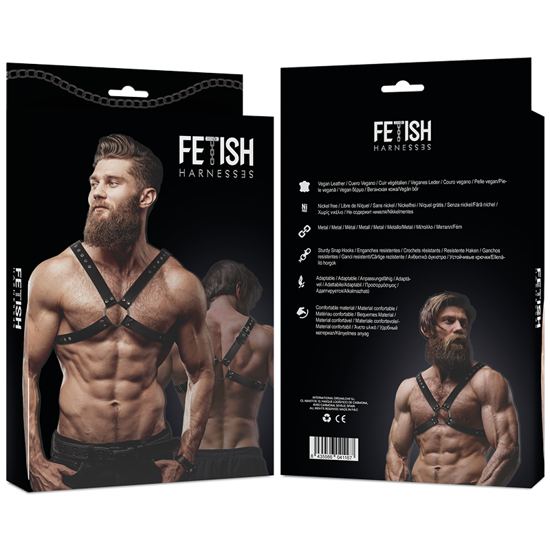 FETISH SUBMISSIVE ATTITUDE - MEN'S CROSSED CHEST ECO-LEATHER HARNESS