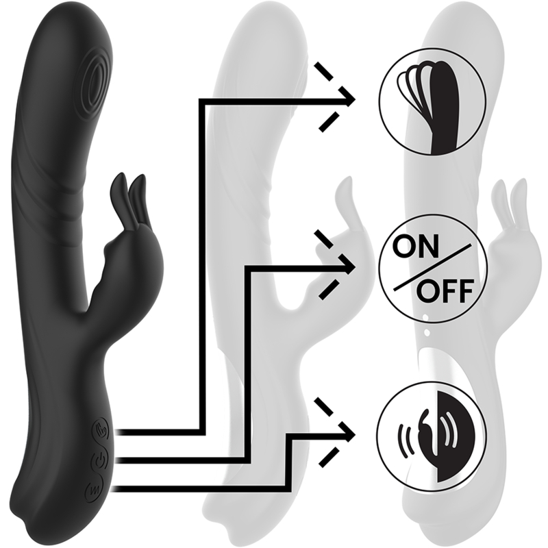 BLACK&amp;SILVER - JAMIE VIBRATOR RABBIT WAVE EFFECT