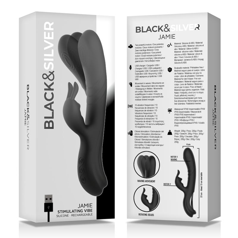 BLACK&amp;SILVER - JAMIE VIBRATOR RABBIT WAVE EFFECT