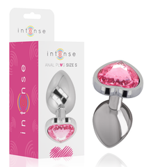 INTENSE - PINK HEART ALUMINUM METAL ANAL PLUG SIZE S