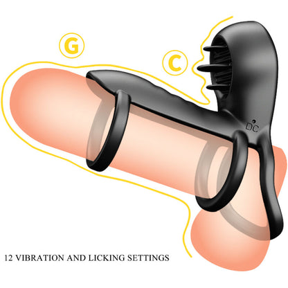 PRETTY LOVE - JAMMY PENIS SLEEVE 12 VIBRATIONS WITH RECHARGEABLE TONGUE SILICONE