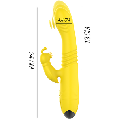 INTENSE - TOKY RECHARGEABLE MULTIFUNCTION VIBRATOR UP &amp; DOWN WITH CLITORIS STIMULATOR YELLOW