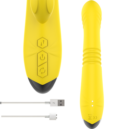 INTENSE - TOKY RECHARGEABLE MULTIFUNCTION VIBRATOR UP &amp; DOWN WITH CLITORIS STIMULATOR YELLOW