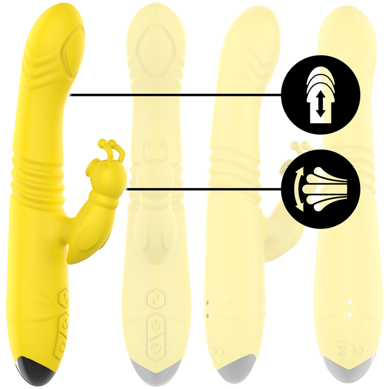 INTENSE - TOKY RECHARGEABLE MULTIFUNCTION VIBRATOR UP &amp; DOWN WITH CLITORIS STIMULATOR YELLOW