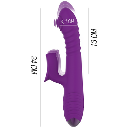 INTENSE - IGGY UP &amp; DOWN RECHARGEABLE MULTIFUNCTION VIBRATOR WITH PURPLE CLITORIS STIMULATOR