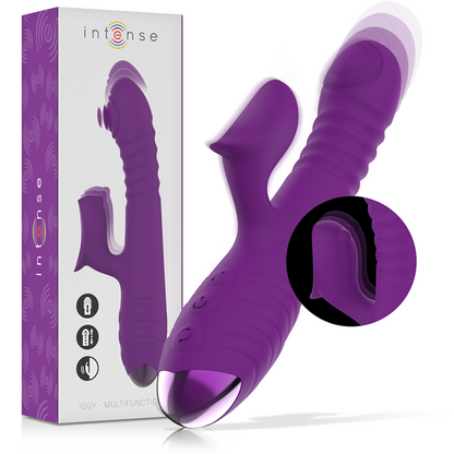 INTENSE - IGGY UP &amp; DOWN RECHARGEABLE MULTIFUNCTION VIBRATOR WITH PURPLE CLITORIS STIMULATOR