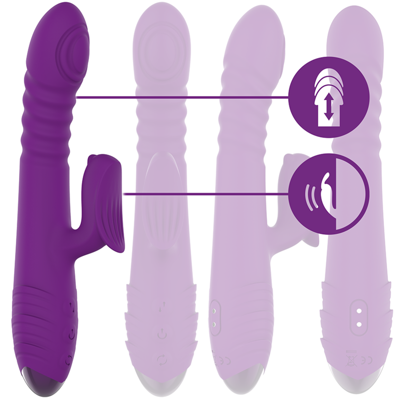 INTENSE - IGGY UP &amp; DOWN RECHARGEABLE MULTIFUNCTION VIBRATOR WITH PURPLE CLITORIS STIMULATOR