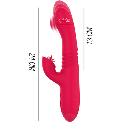 INTENSE - DUA RECHARGEABLE MULTIFUNCTION VIBRATOR UP &amp; DOWN WITH RED TONGUE