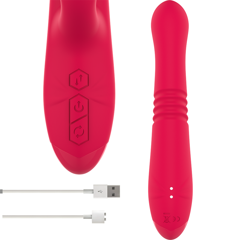 INTENSE - DUA RECHARGEABLE MULTIFUNCTION VIBRATOR UP &amp; DOWN WITH RED TONGUE