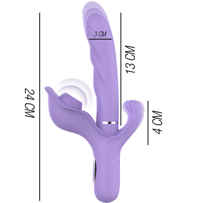 INTENSE - BILLIE MULTIFUNCTION VIBRATOR RECHARGEABLE SUCTIONER WITH PURPLE PUSH BUTTON