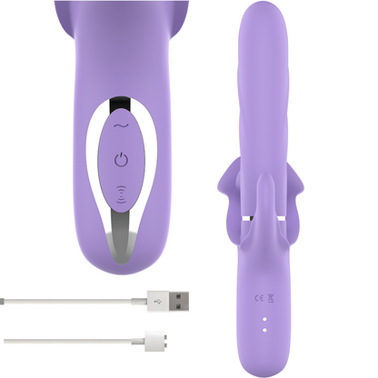 INTENSE - BILLIE MULTIFUNCTION VIBRATOR RECHARGEABLE SUCTIONER WITH PURPLE PUSH BUTTON