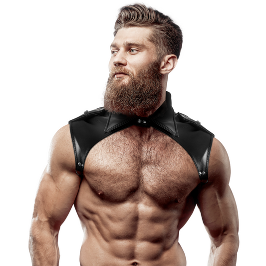 FETISH SUBMISSIVE ATTITUDE - ADJUSTABLE BRIGADE HARNESS ECO-LEATHER NECK MEN