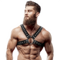 FETISH SUBMISSIVE ATTITUDE - MEN'S STUDDED CROSSED CHEST ECO-LEATHER HARNESS