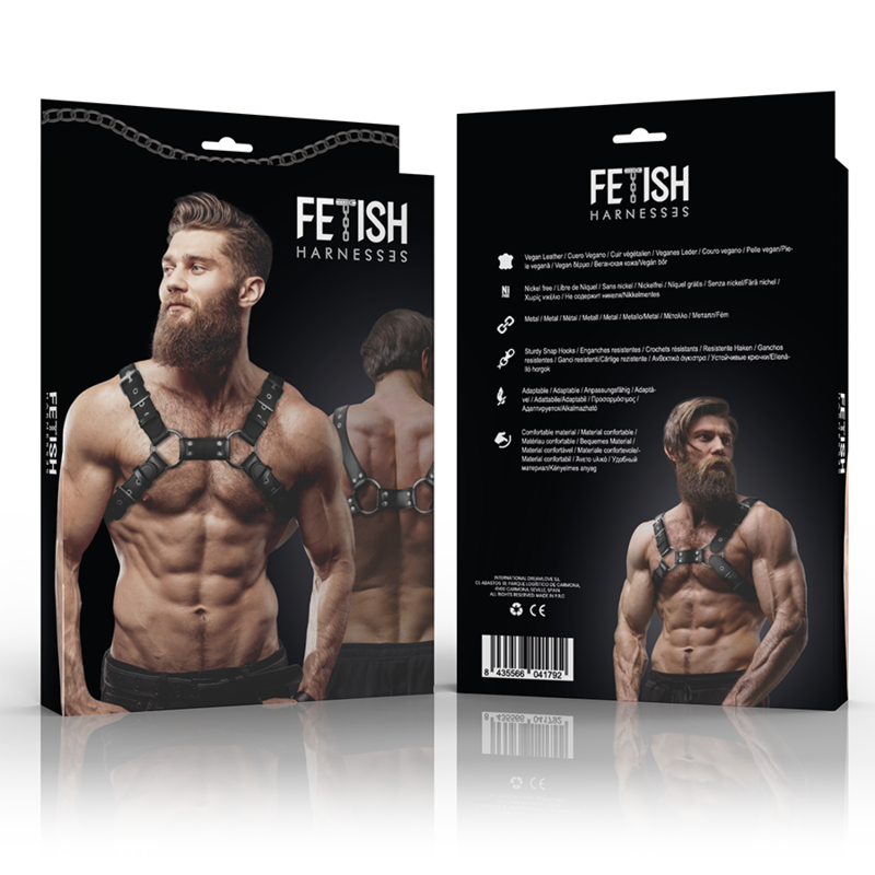 FETISH SUBMISSIVE ATTITUDE - ADJUSTABLE BULLDOG HARNESS ECO-LEATHER CHEST MEN