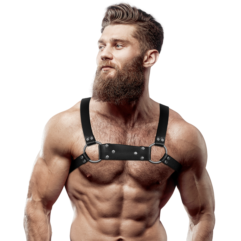 FETISH SUBMISSIVE ATTITUDE - BULLDOG ECO-LEATHER CHEST HARNESS FOR MEN SIZE M/L