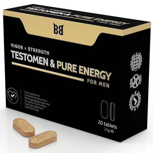 BLACK BULL - TESTOMEN & PURE ENERGY POTENCIADOR PARA HOMBRE 20 CÁPSULAS