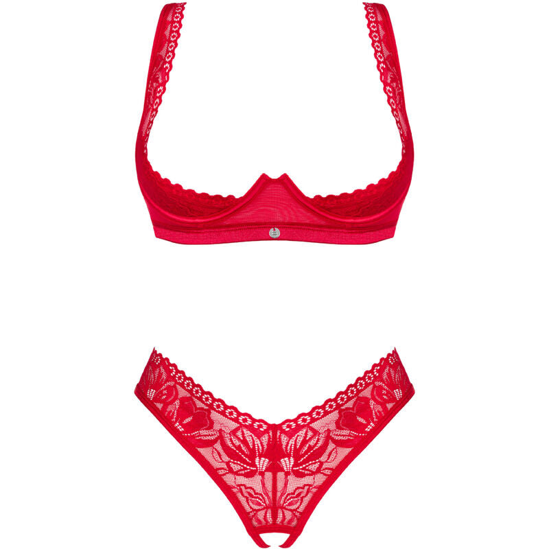 OBSESSIVE - LACELOVE RED CUPLESS TWO-PIECE SET XS/S