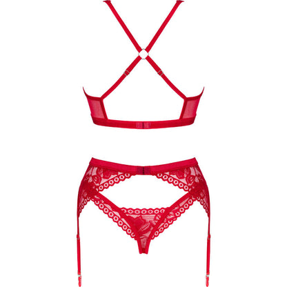 OBSESSIVE - LACELOVE RED THREE-PIECE SET XS/S