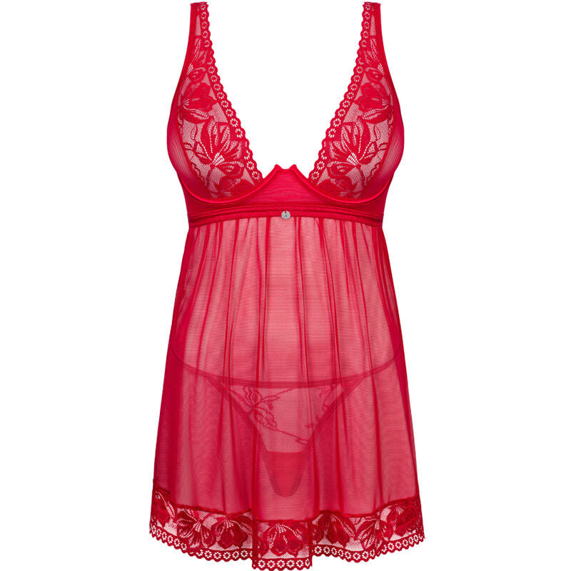 OBSESSIVE - LACELOVE BABYDOLL &amp; RED TANGA M/L