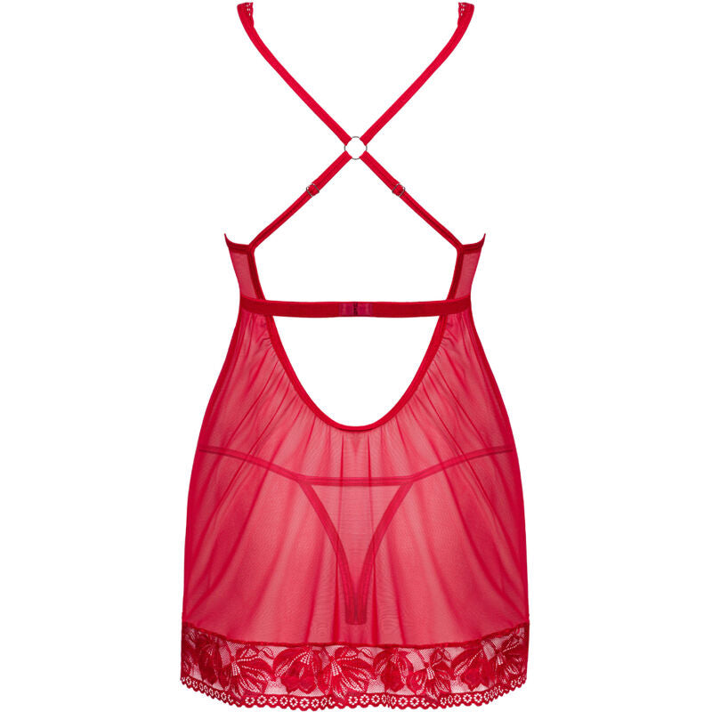 OBSESSIVE - LACELOVE BABYDOLL &amp; RED TANGA M/L