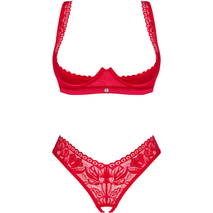 OBSESSIVE - LACELOVE RED CUPLESS TWO-PIECE SET XS/S