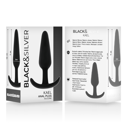 BLACK&amp;SILVER - KAEL SILICONE ANAL PLUG WITH MEDIUM HANDLE