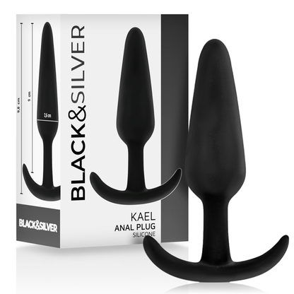 BLACK&amp;SILVER - KAEL SILICONE ANAL PLUG WITH MEDIUM HANDLE