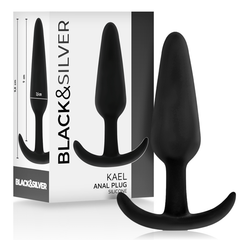 BLACK&SILVER - KAEL SILICONE ANAL PLUG WITH MEDIUM HANDLE