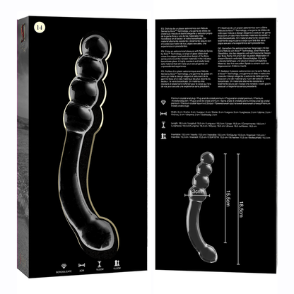 NEBULA SERIES BY IBIZA - MODEL 14 TRANSPARENT BOROSILICATE GLASS DILDO 18.5 CM -O- 3 CM