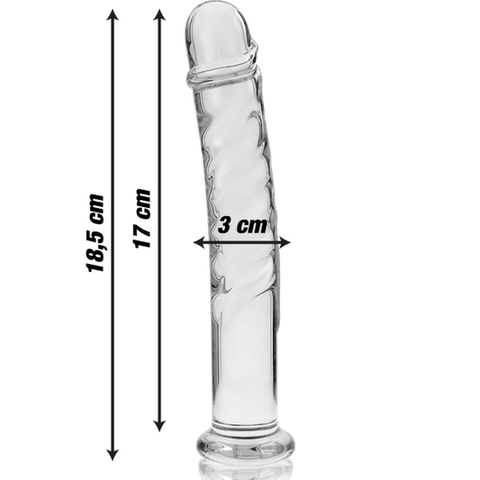 NEBULA SERIES BY IBIZA - MODEL 16 TRANSPARENT BOROSILICATE GLASS DILDO 18.5 CM -O- 3 CM