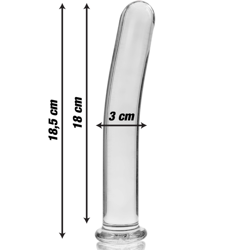 NEBULA SERIES BY IBIZA - MODEL 17 TRANSPARENT BOROSILICATE GLASS DILDO 18.5 CM -O- 3 CM