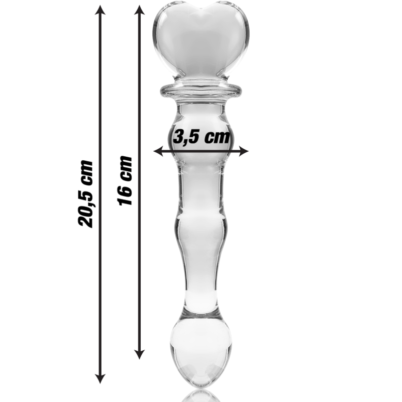 NEBULA SERIES BY IBIZA - MODEL 21 TRANSPARENT BOROSILICATE GLASS DILDO 20.5 CM -OR- 3.5 CM