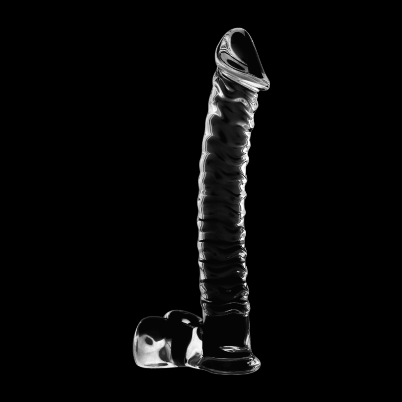 NEBULA SERIES BY IBIZA - MODEL 23 TRANSPARENT BOROSILICATE GLASS DILDO 21.5 CM -OR- 4 CM