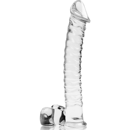 NEBULA SERIES BY IBIZA - MODEL 23 TRANSPARENT BOROSILICATE GLASS DILDO 21.5 CM -OR- 4 CM