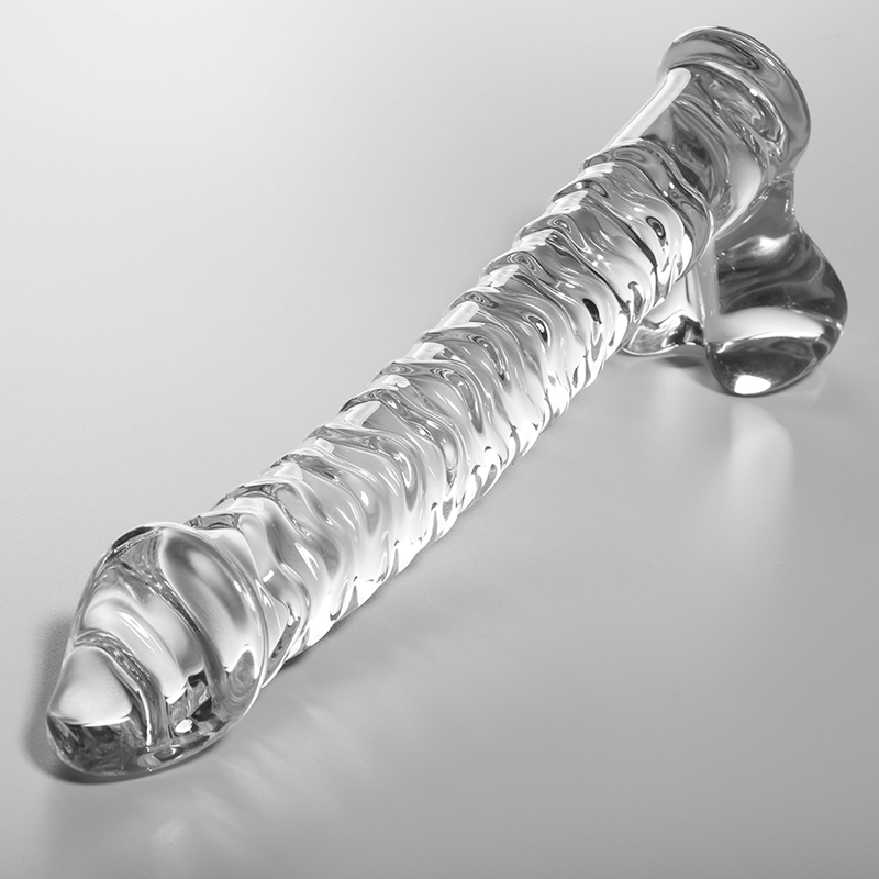 NEBULA SERIES BY IBIZA - MODEL 23 TRANSPARENT BOROSILICATE GLASS DILDO 21.5 CM -OR- 4 CM