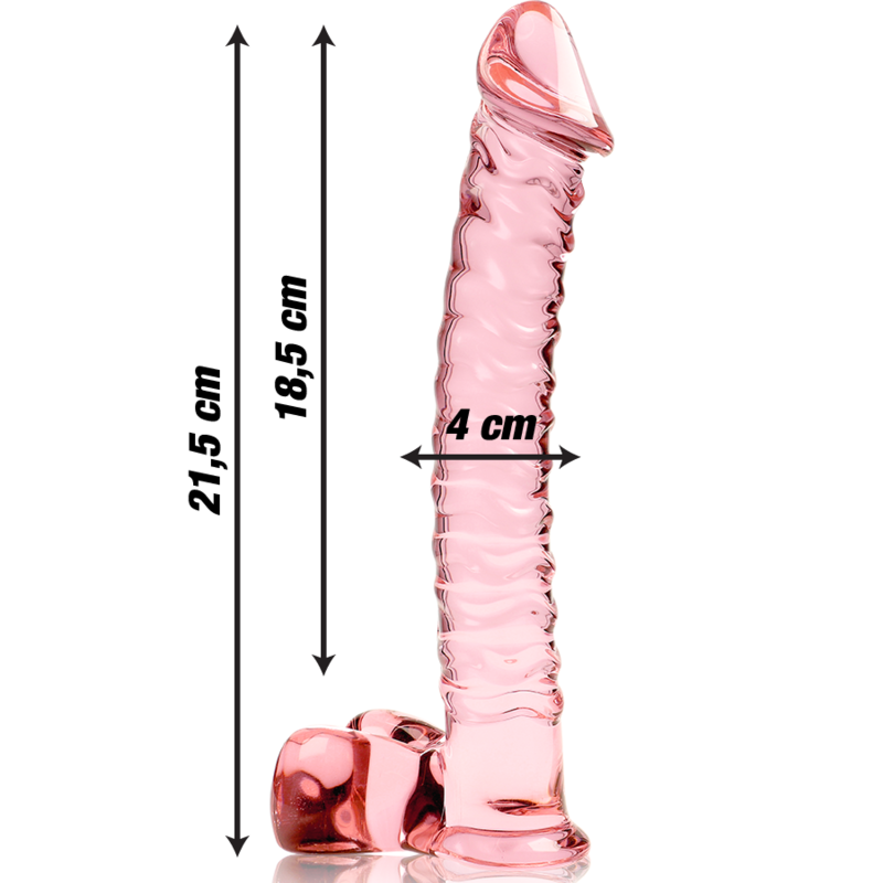 NEBULA SERIES BY IBIZA - MODEL 23 TRANSPARENT BOROSILICATE GLASS DILDO 21.5 CM -OR- 4 CM